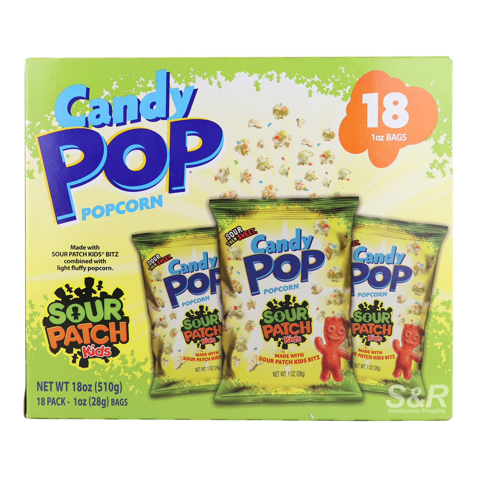 Candy Pop Sourpatch Kids Popcorn 18packs x 28g Candy Pop Sourpatch Kids Popcorn 18packs x 28g